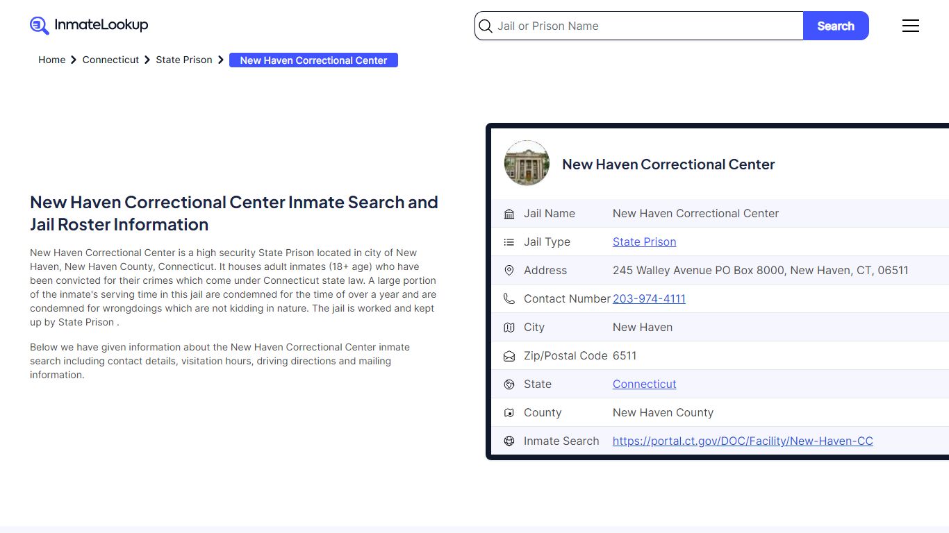 New Haven Correctional Center Inmate Search, Jail Roster, Bookings ...