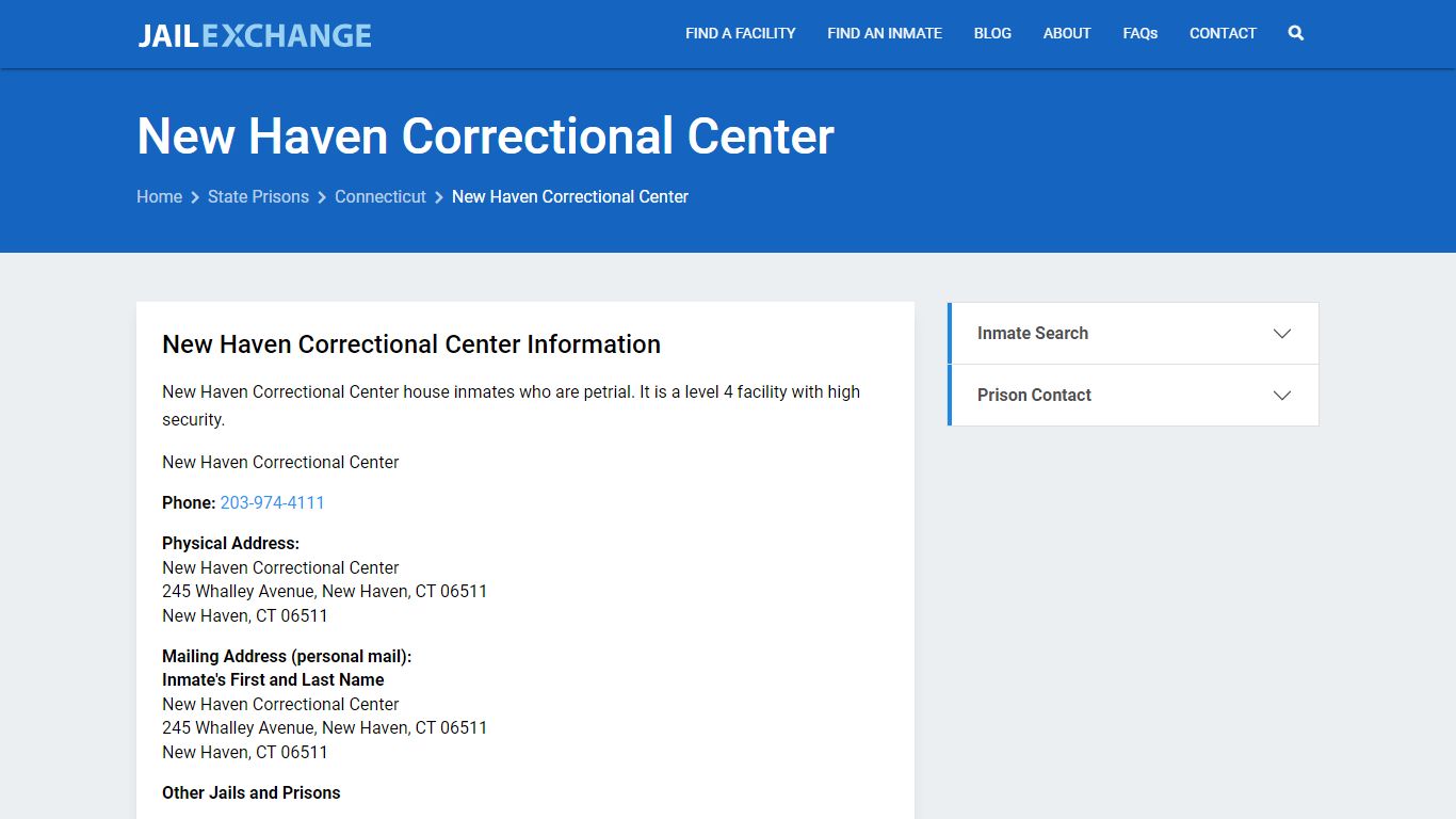 New Haven Correctional Center Inmate Search, CT - Jail Exchange